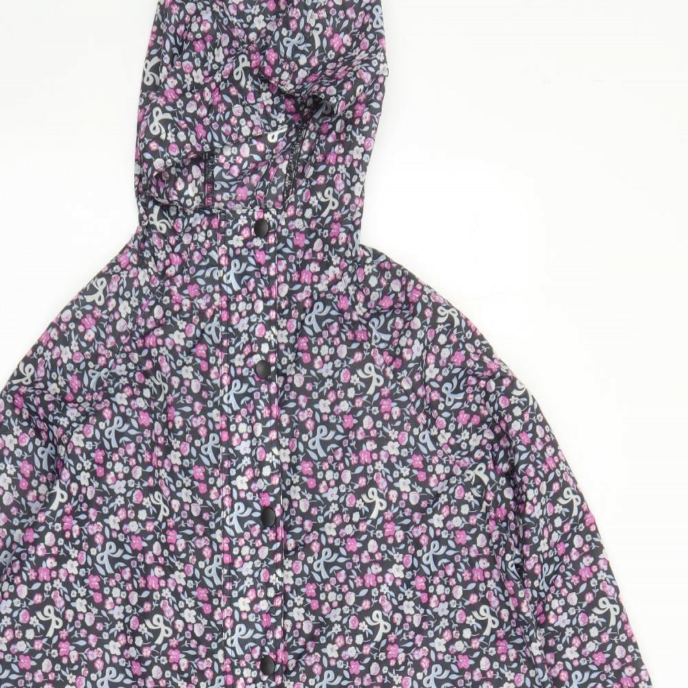 Marks and Spencer Womens Multicoloured Floral Rain Coat Coat Size S Zip - Hooded Pockets