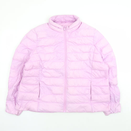 Marks and Spencer Womens Pink Quilted Coat Size 22 Zip - Pockets