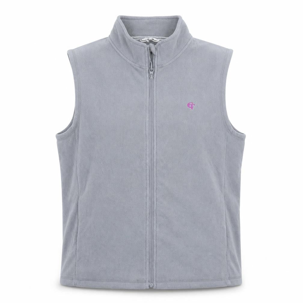 Front view of Cotton Traders men’s grey jacket waistcoat, size L, zip - pockets