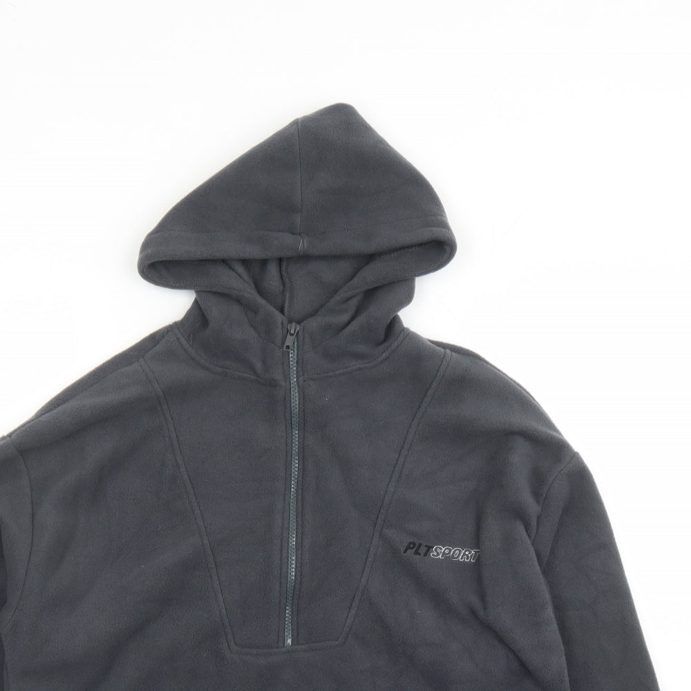 PRETTYLITTLETHING Womens Grey Polyester Pullover Hoodie Size 4 Zip