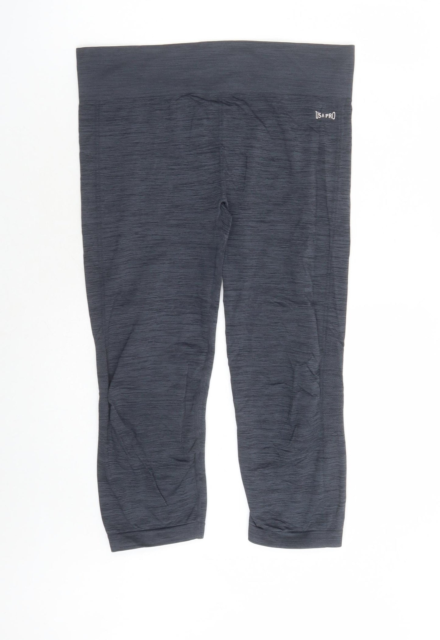 USA Pro Womens Grey Nylon Compression Leggings Size 14 L20 in Regular