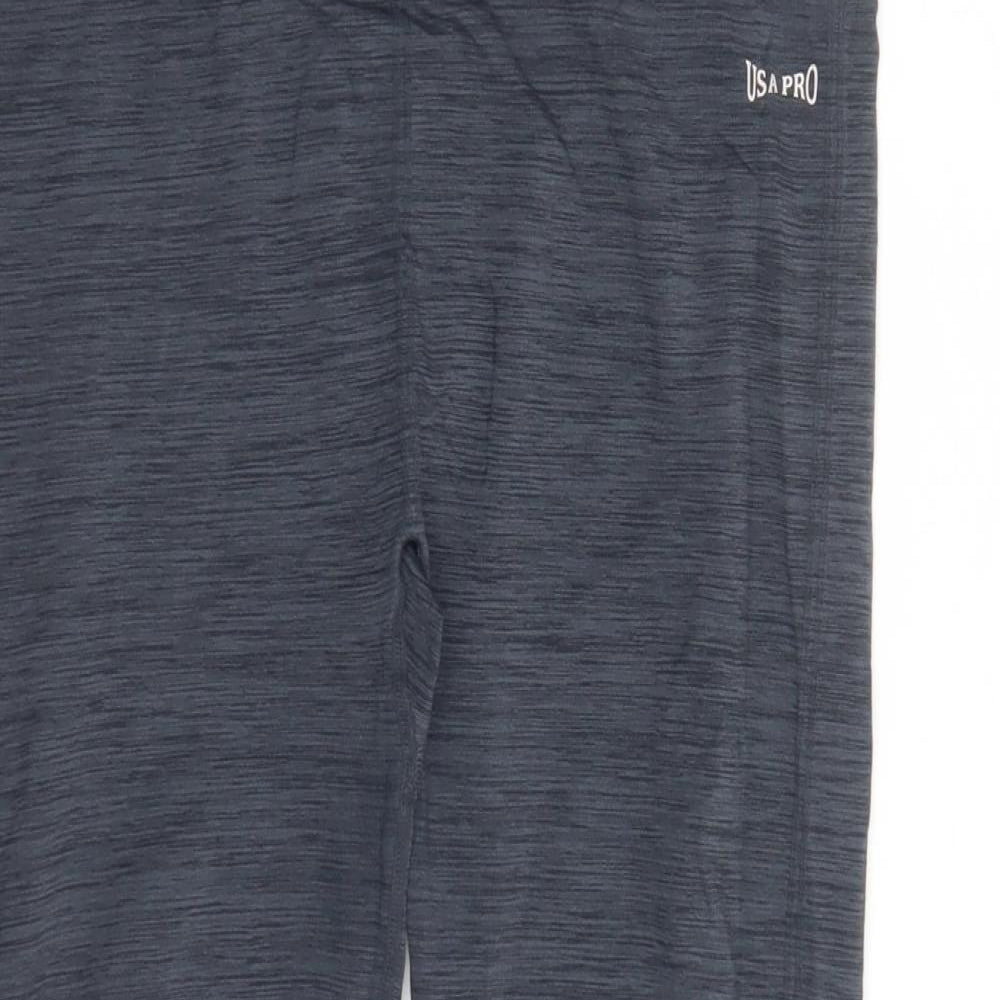 USA Pro Womens Grey Nylon Compression Leggings Size 14 L20 in Regular
