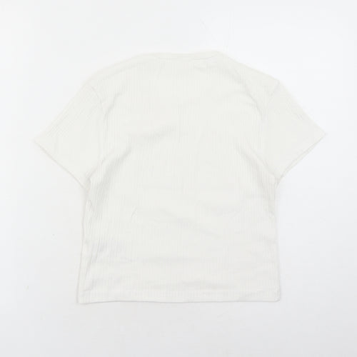 Urban Outfitters Womens White Cotton Cropped T-Shirt Size L Round Neck