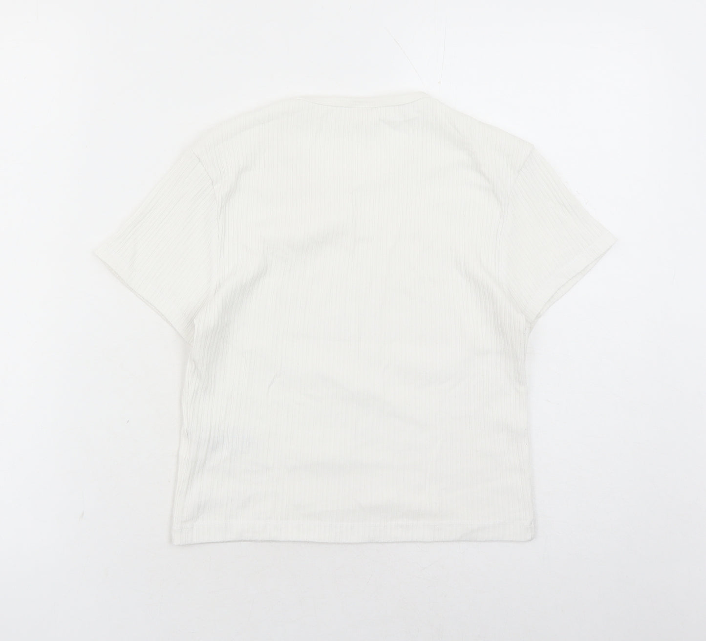 Urban Outfitters Womens White Cotton Cropped T-Shirt Size L Round Neck