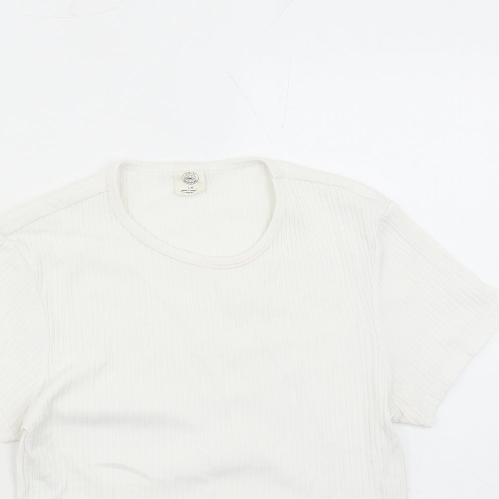 Urban Outfitters Womens White Cotton Cropped T-Shirt Size L Round Neck