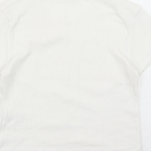 Urban Outfitters Womens White Cotton Cropped T-Shirt Size L Round Neck