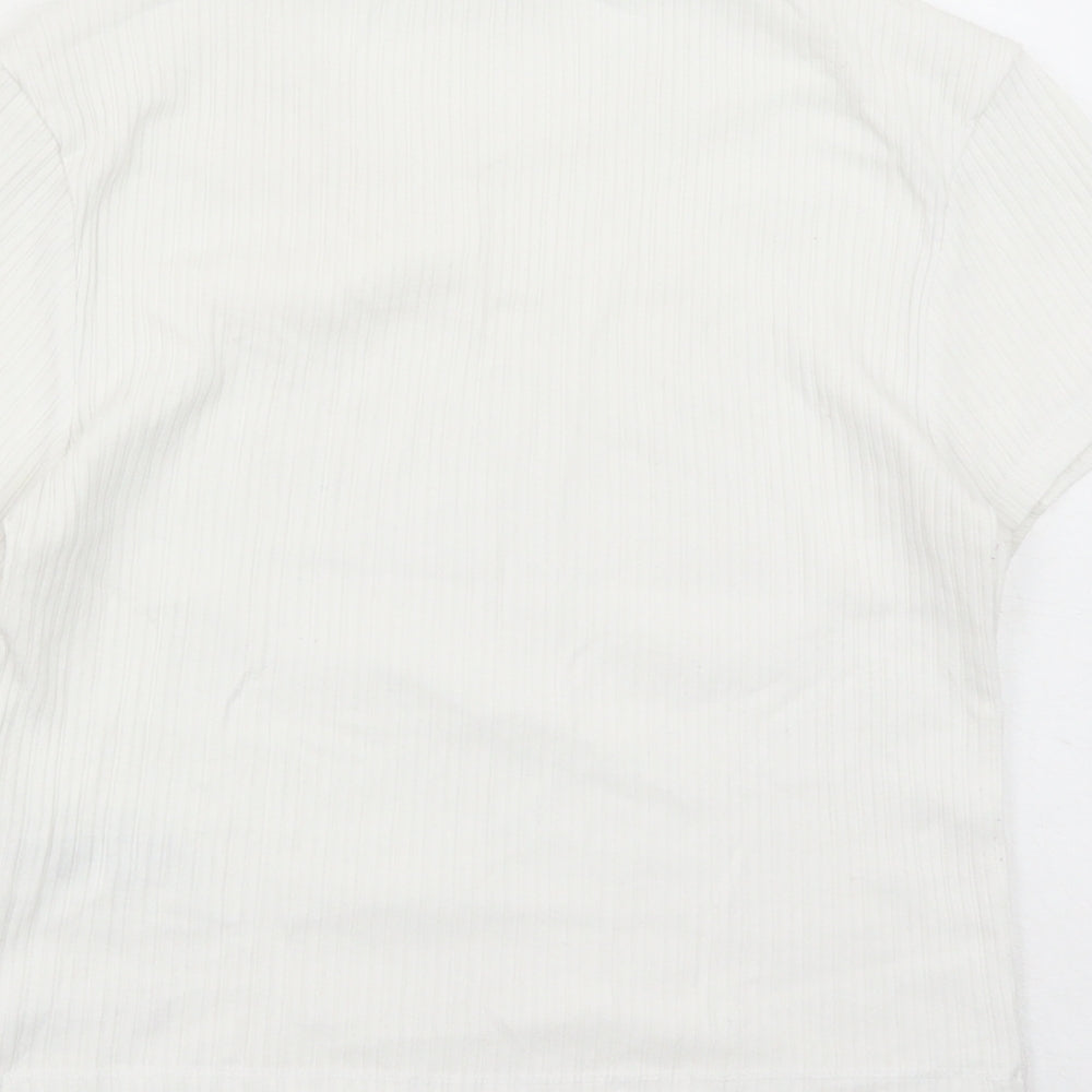 Urban Outfitters Womens White Cotton Cropped T-Shirt Size L Round Neck