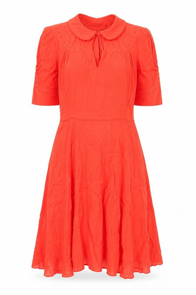 Jack Wills Womens Red Viscose Fit & Flare Size 6 Collared Zip - Keyhole Neckline