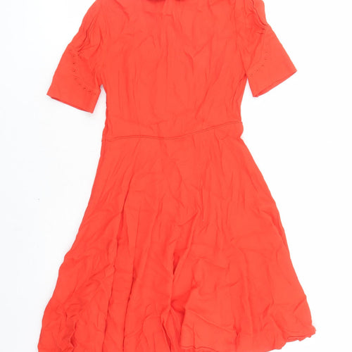 Jack Wills Womens Red Viscose Fit & Flare Size 6 Collared Zip - Keyhole Neckline