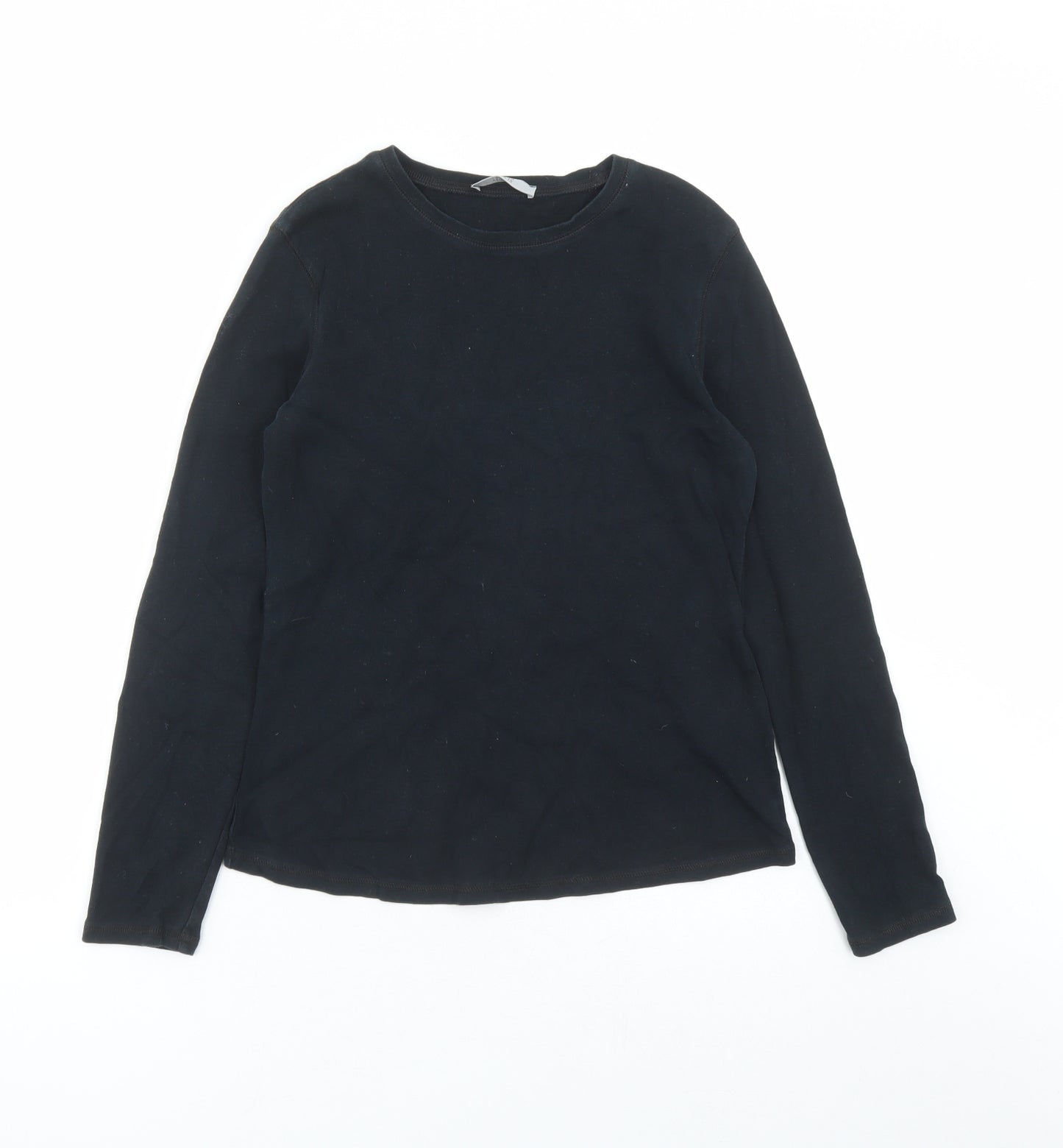 Marks and Spencer Womens Black 100% Cotton Basic T-Shirt Size 12 Round Neck