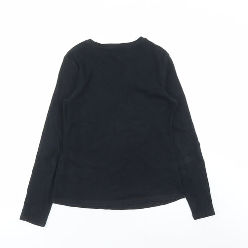 Marks and Spencer Womens Black 100% Cotton Basic T-Shirt Size 12 Round Neck