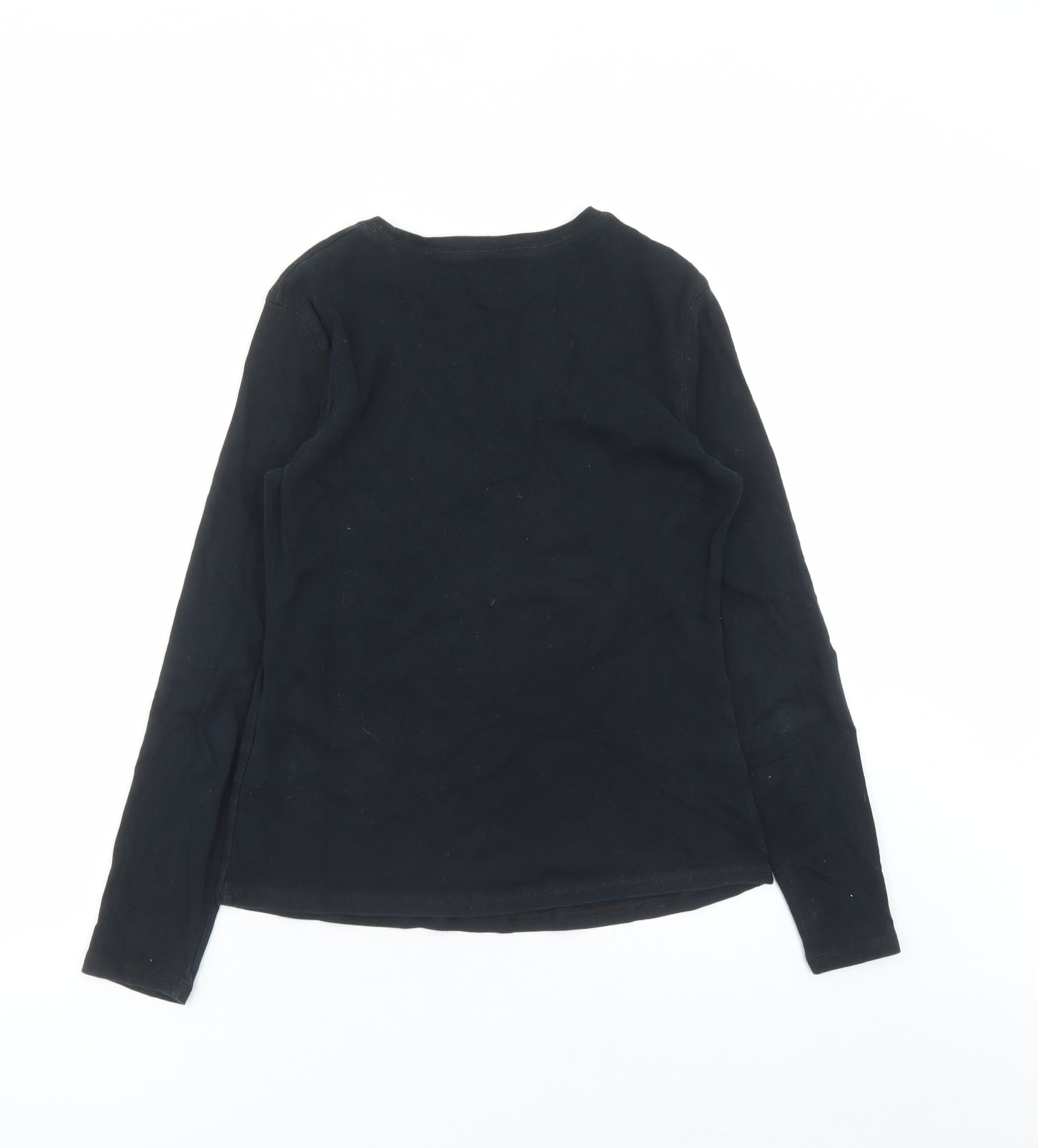 Marks and Spencer Womens Black 100% Cotton Basic T-Shirt Size 12 Round Neck