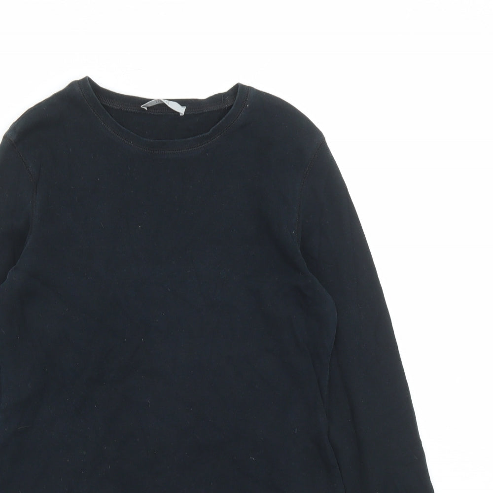 Marks and Spencer Womens Black 100% Cotton Basic T-Shirt Size 12 Round Neck