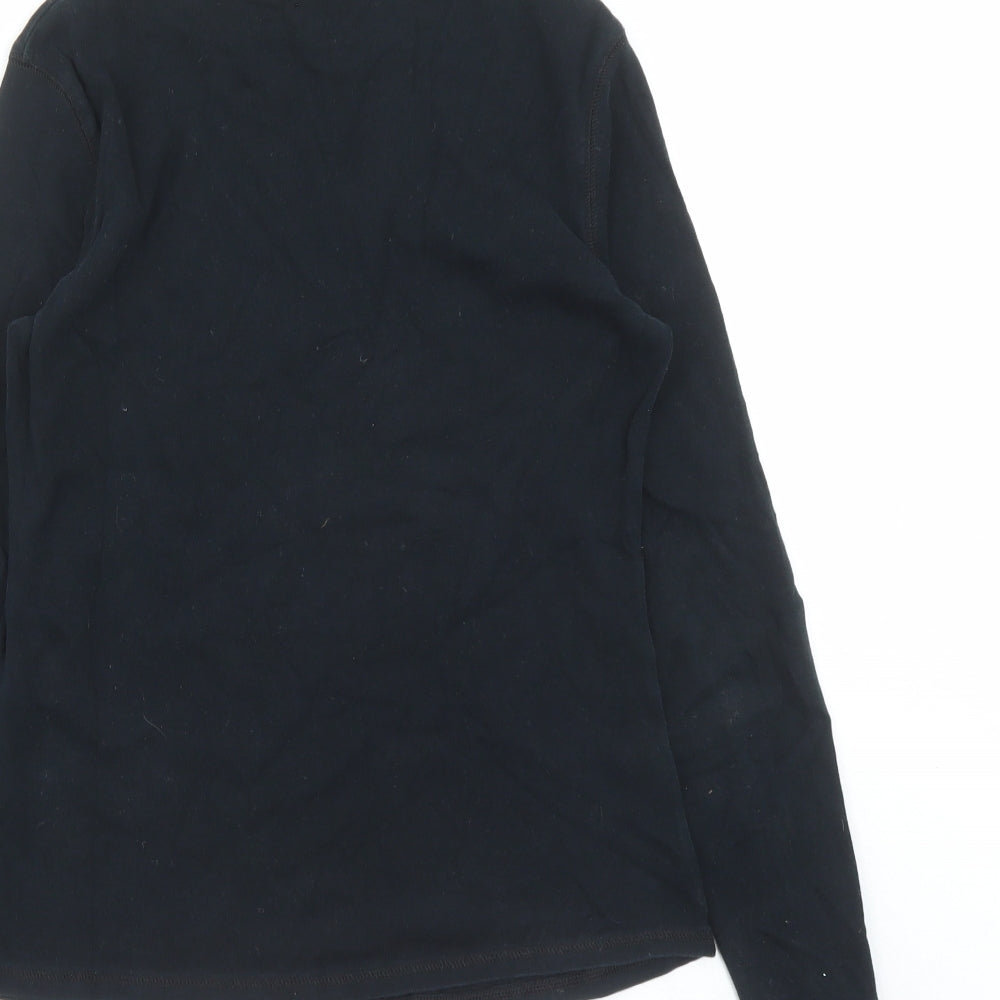 Marks and Spencer Womens Black 100% Cotton Basic T-Shirt Size 12 Round Neck