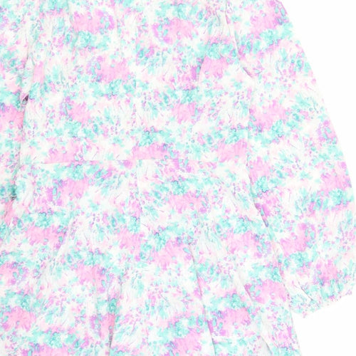Quiz Womens Multicoloured Geometric Polyester Skater Dress Size 14 V-Neck Zip