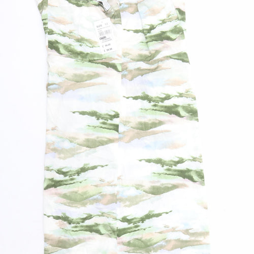 Quiz Womens Green Geometric Polyester Slip Dress Size 12 Round Neck Zip