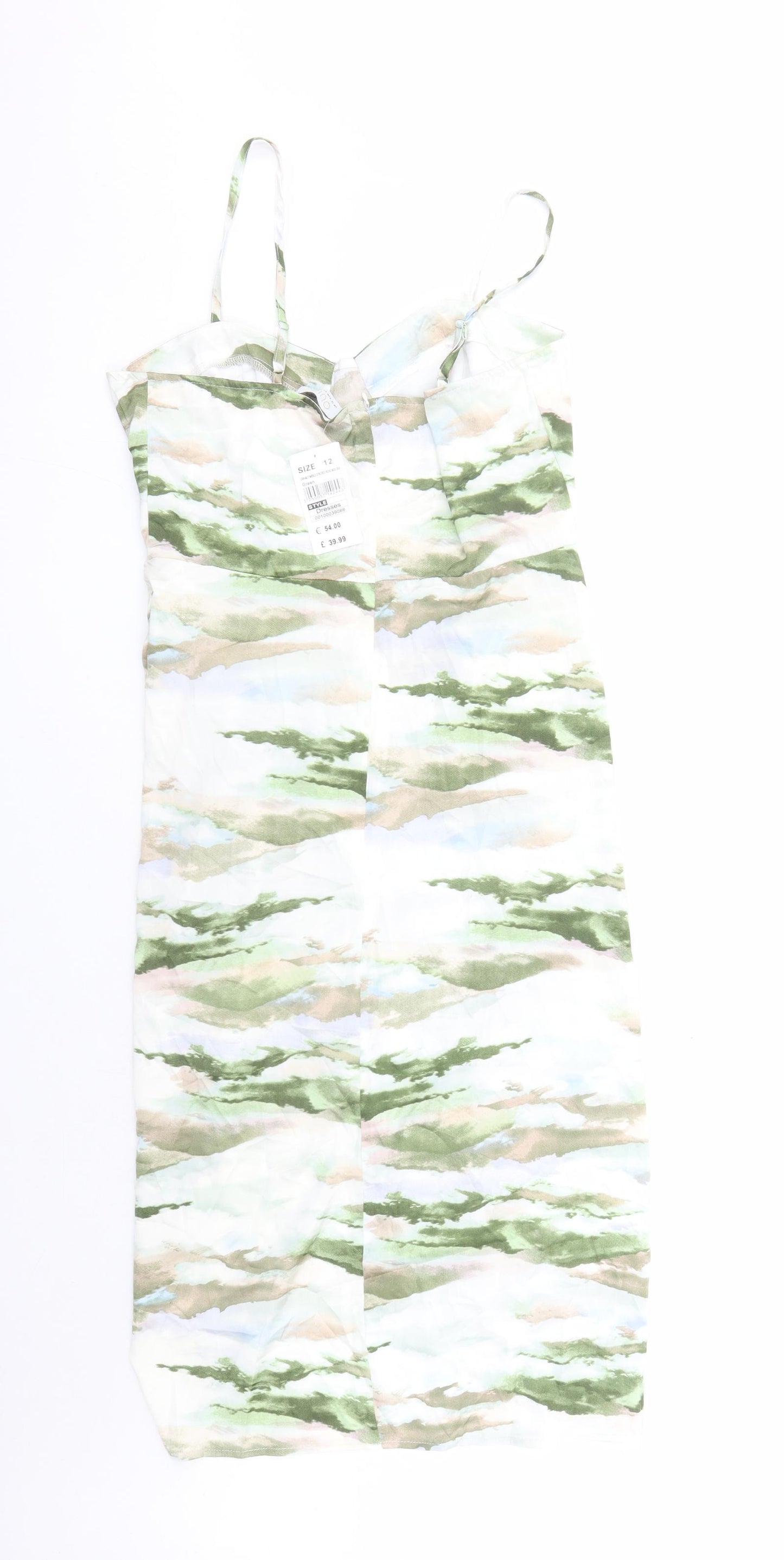 Quiz Womens Green Geometric Polyester Slip Dress Size 12 Round Neck Zip