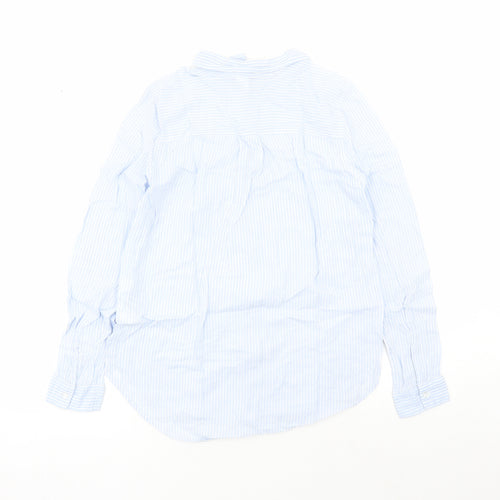 Divided by H&M Womens Blue Striped 100% Cotton Basic Button-Up Size 6 Collared