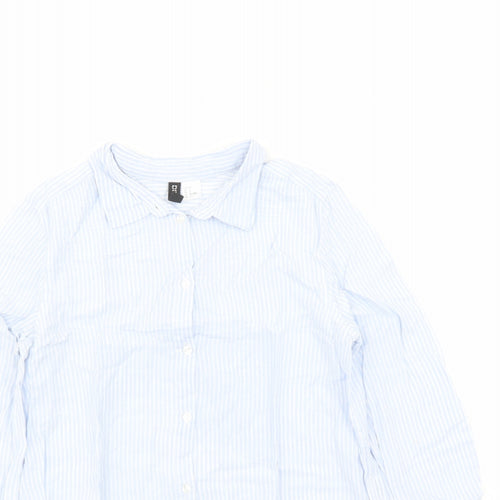 Divided by H&M Womens Blue Striped 100% Cotton Basic Button-Up Size 6 Collared