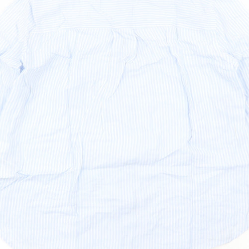 Divided by H&M Womens Blue Striped 100% Cotton Basic Button-Up Size 6 Collared