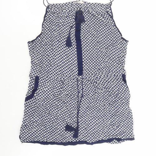 NEXT Womens Blue Geometric Viscose Cover Up Size 18 - Tasselled