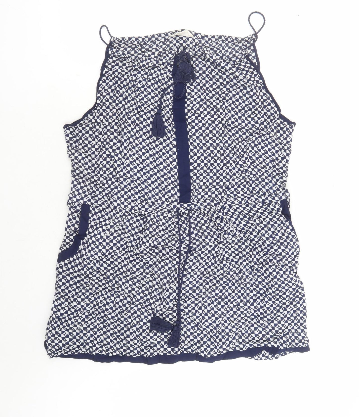 NEXT Womens Blue Geometric Viscose Cover Up Size 18 - Tasselled