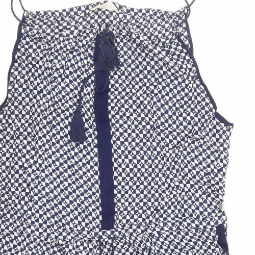NEXT Womens Blue Geometric Viscose Cover Up Size 18 - Tasselled