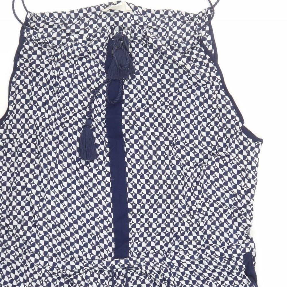 NEXT Womens Blue Geometric Viscose Cover Up Size 18 - Tasselled