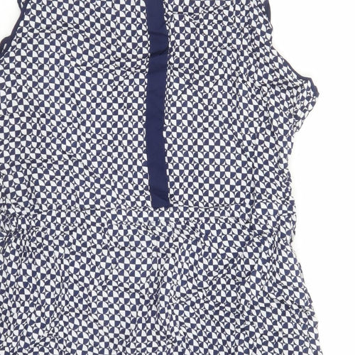 NEXT Womens Blue Geometric Viscose Cover Up Size 18 - Tasselled