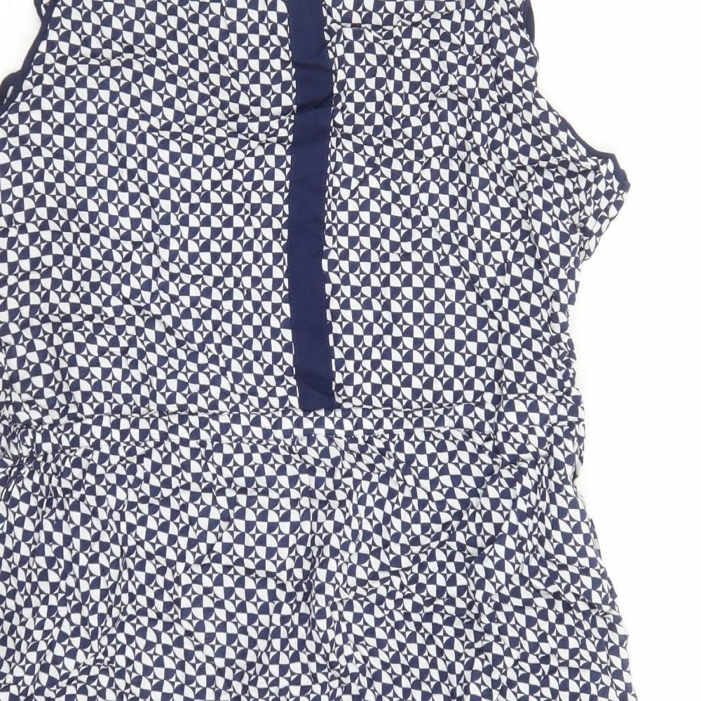 NEXT Womens Blue Geometric Viscose Cover Up Size 18 - Tasselled