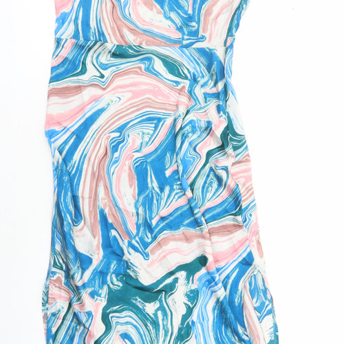 Quiz Womens Multicoloured Geometric Polyester Maxi Size 16 Cowl Neck Zip - Side Split Detail
