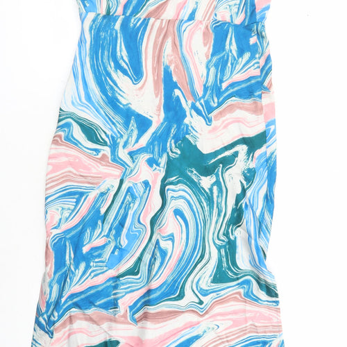 Quiz Womens Multicoloured Geometric Polyester Maxi Size 16 Cowl Neck Zip - Side Split Detail