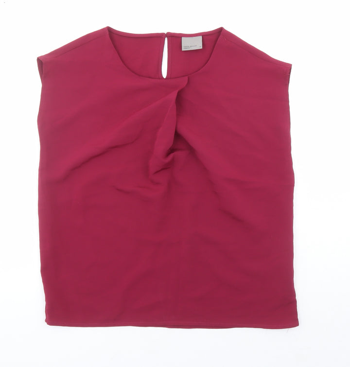 VERO MODA Womens Red Polyester Basic Blouse Size XS Round Neck