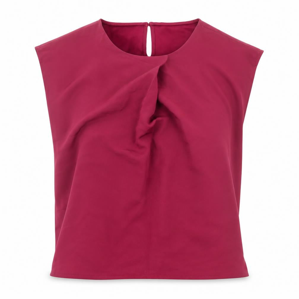 Front view of Vero Moda women’s red polyester basic blouse, size XS, round neck