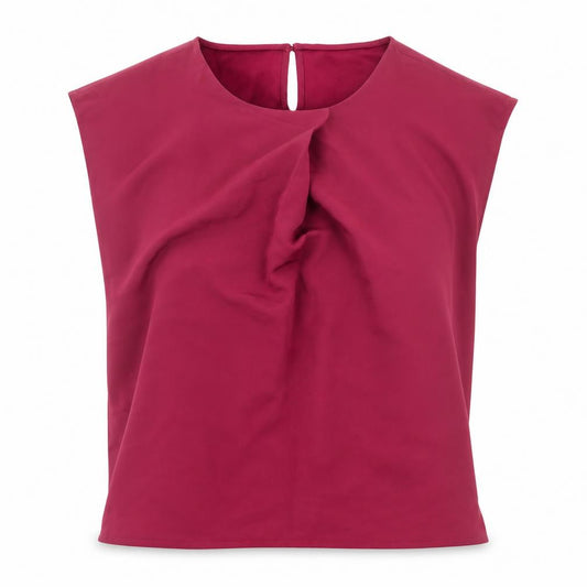 Front view of Vero Moda women’s red polyester basic blouse, size XS, round neck
