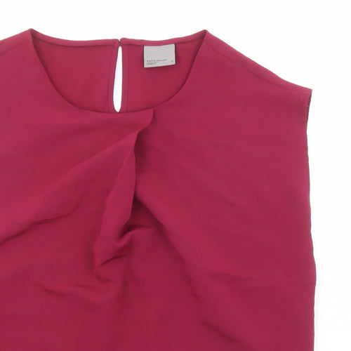 VERO MODA Womens Red Polyester Basic Blouse Size XS Round Neck
