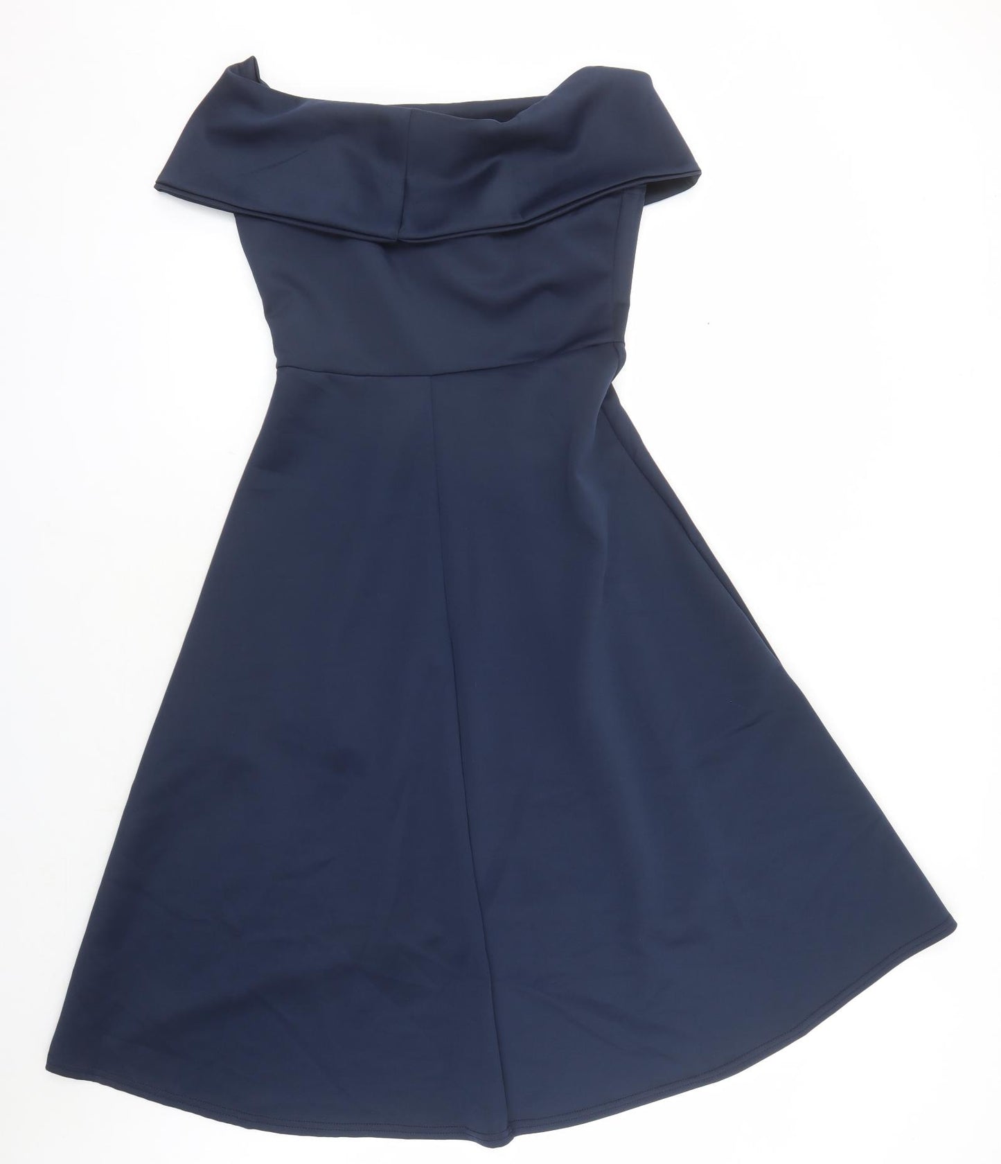 Boohoo Womens Blue Polyester Fit & Flare Size 14 Off the Shoulder Pullover