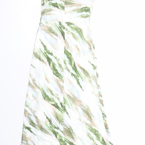 Quiz Womens Green Geometric Polyester Slip Dress Size 8 V-Neck Zip