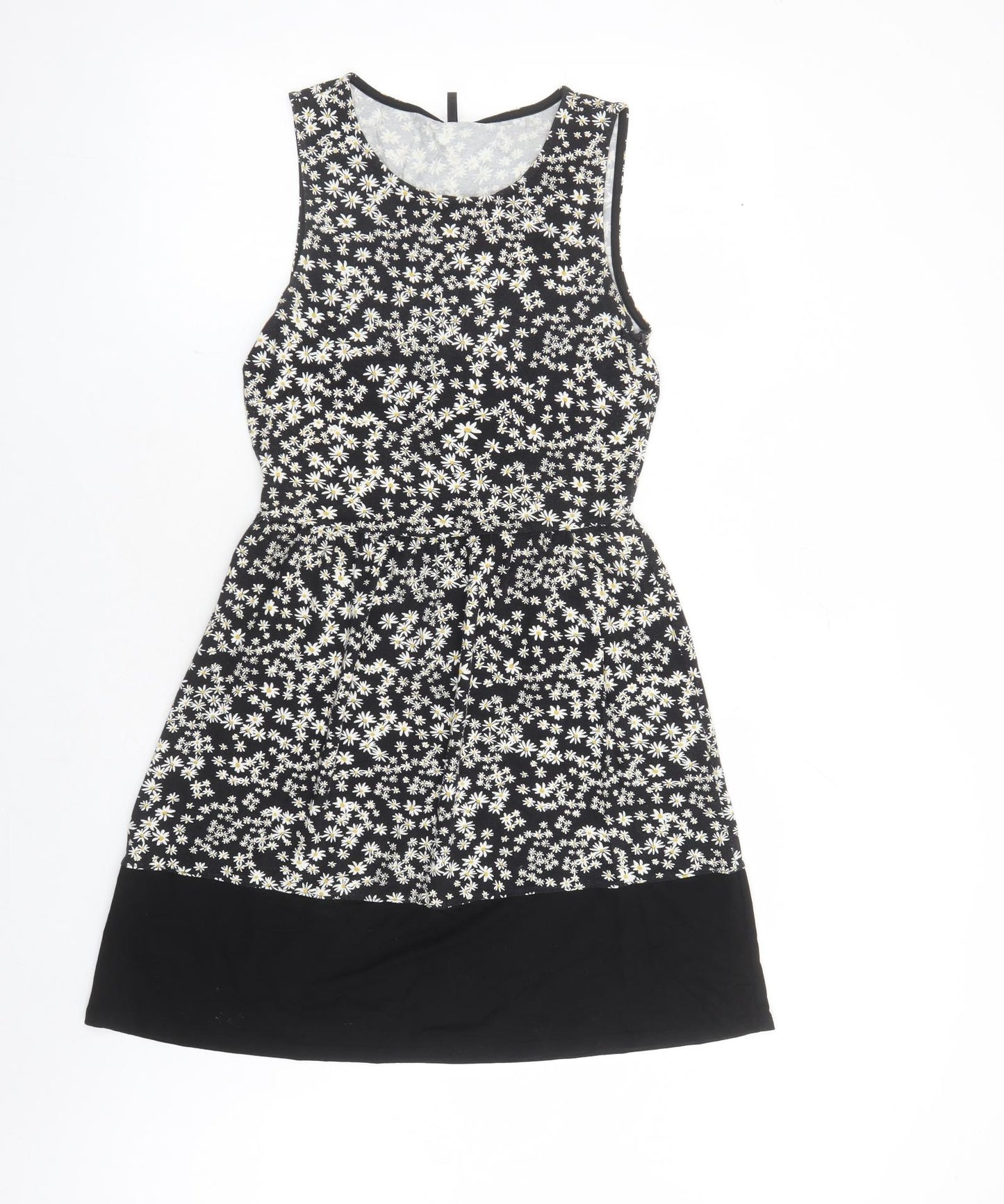 Only Womens Black Floral Viscose Tank Dress Size S Round Neck Pullover