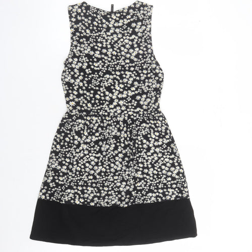 Only Womens Black Floral Viscose Tank Dress Size S Round Neck Pullover