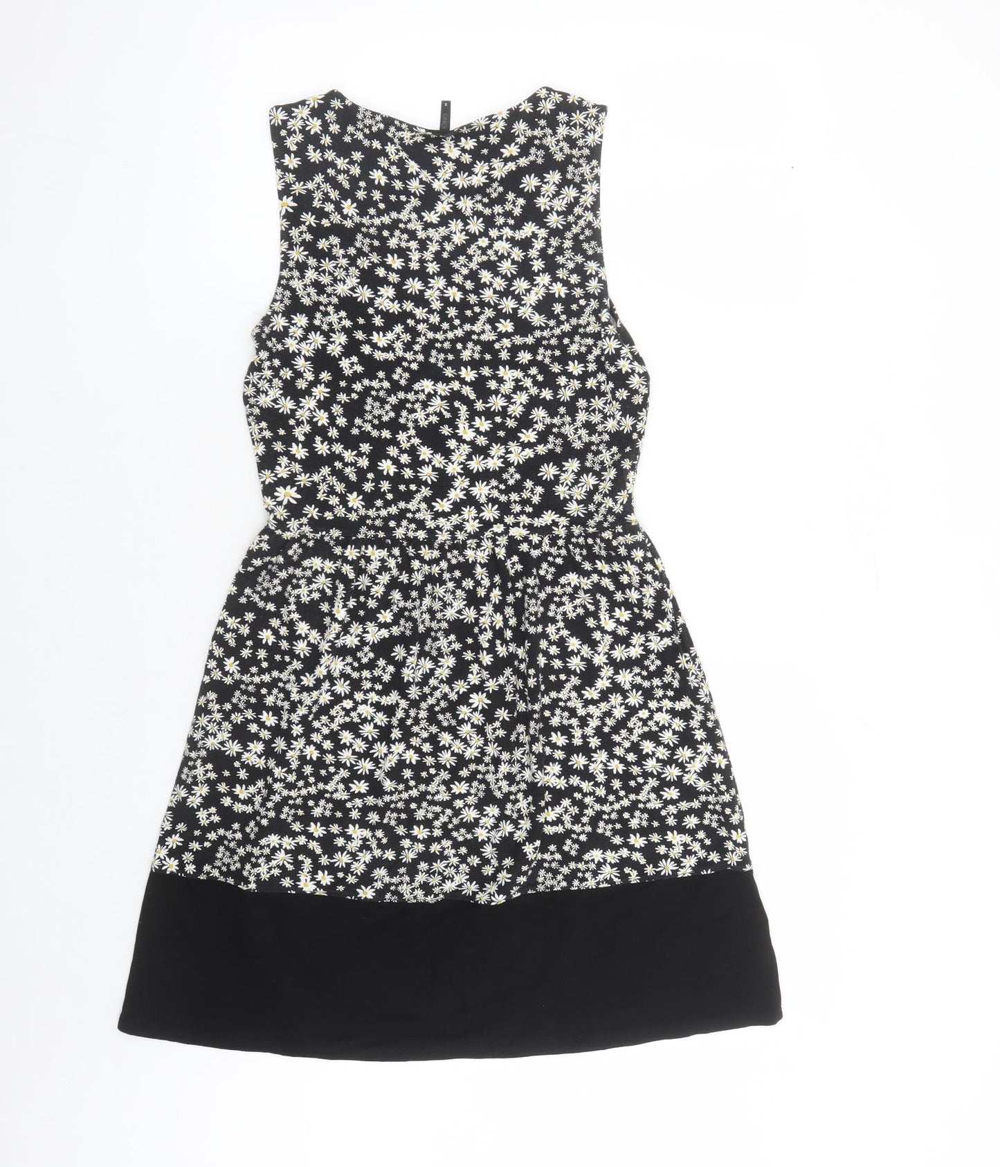 Only Womens Black Floral Viscose Tank Dress Size S Round Neck Pullover