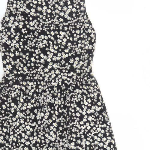 Only Womens Black Floral Viscose Tank Dress Size S Round Neck Pullover