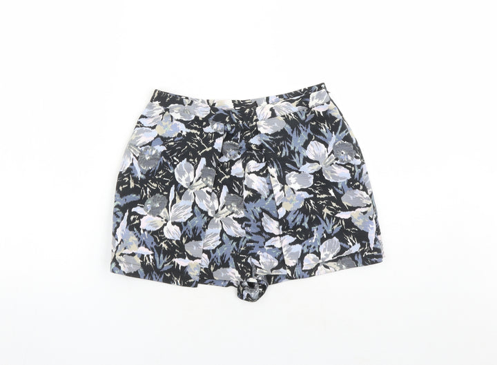 Topshop Womens Black Geometric Polyester Skort Skirt Size 8 Zip