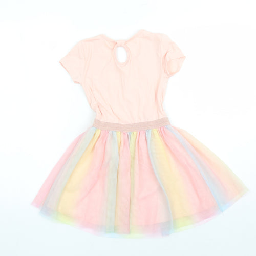 Btween Girls Pink Polyester Tutu Dress Size 6 Years Round Neck Pullover - Rabbit Sequin Detail