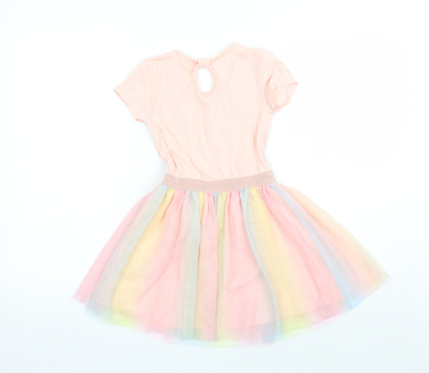 Btween Girls Pink Polyester Tutu Dress Size 6 Years Round Neck Pullover - Rabbit Sequin Detail