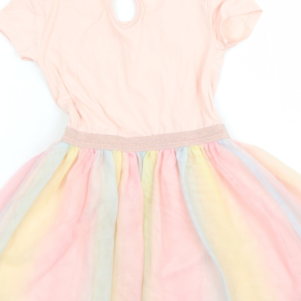 Btween Girls Pink Polyester Tutu Dress Size 6 Years Round Neck Pullover - Rabbit Sequin Detail