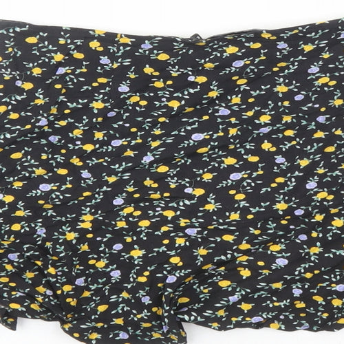 Motel Womens Black Floral Viscose Mini Skirt Size M Zip