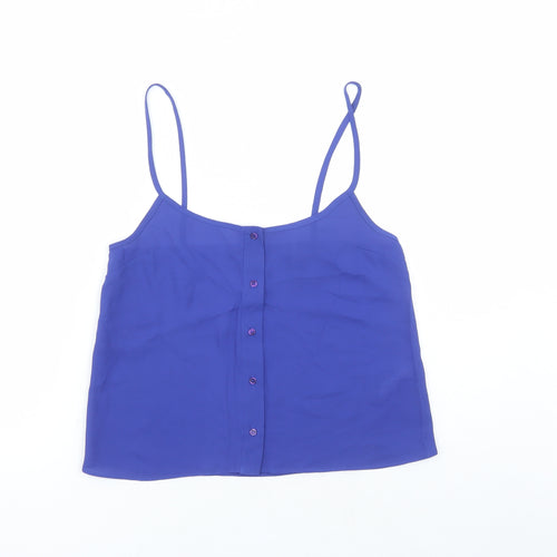 Topshop Womens Blue Polyester Camisole Tank Size 8 Round Neck