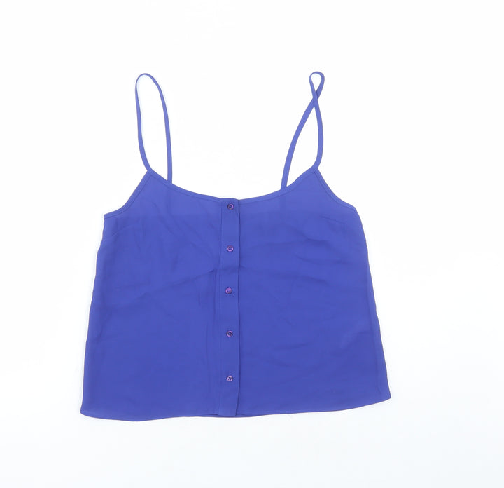 Topshop Womens Blue Polyester Camisole Tank Size 8 Round Neck