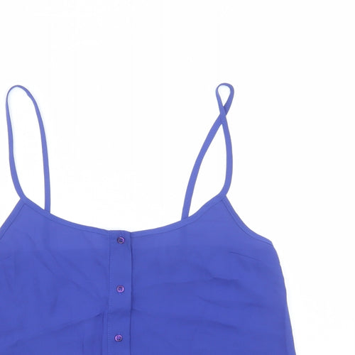Topshop Womens Blue Polyester Camisole Tank Size 8 Round Neck